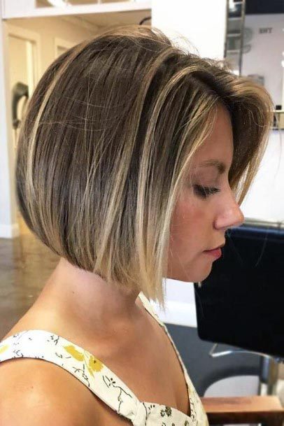 Blunt And Hottest Brown And Blonde Highlighted Bob Womens Hairstyle