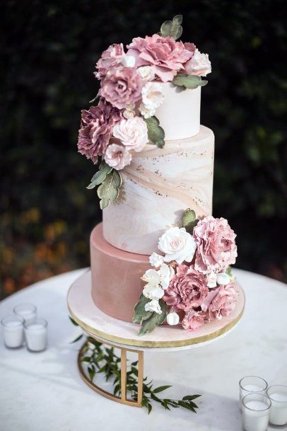 Blush Flowers Realistic Wedding Cake