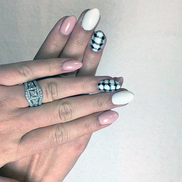 Blush Pink Nails Black And White For Women