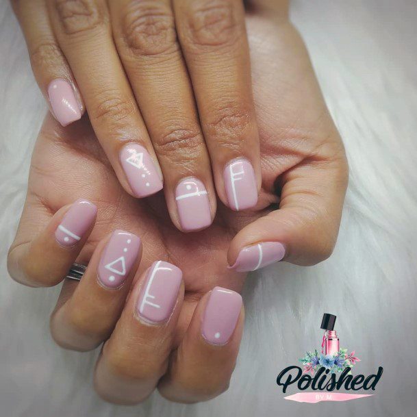 Blush Pink Nails White Accent For Women