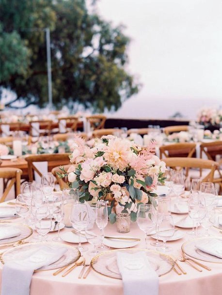 Blush Themed Dining Decor Wedding Flowers