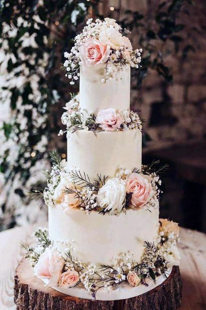 Blush Wedding Flowers On Cake