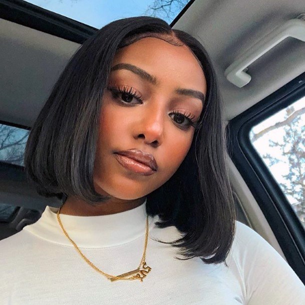 Bob Hairstyles For Black Women Sweet Middle Part Smooth Edges