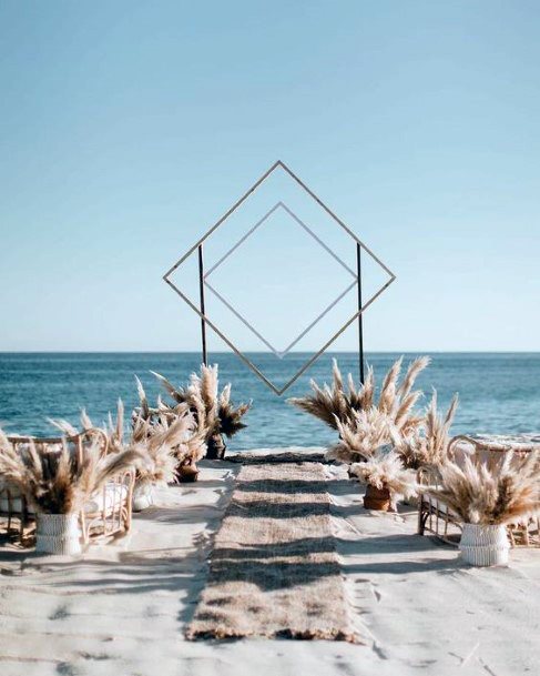 Bohemian Dried Grasses With Ocean View Ceremony Beach Wedding Ideas