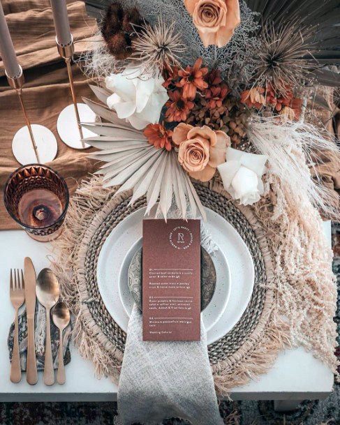 Bohemian Menu Card Layout Wedding Decor