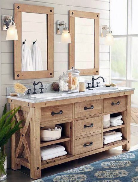 Bohemian Natural Wood Bathroom Cabinet Ideas