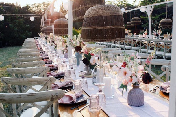 Bohemian Outdoor Dining Wedding Decor