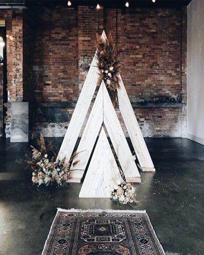 Boho Chic Multiple Triangle Backdrop Inspiration Wedding Arch Ideas