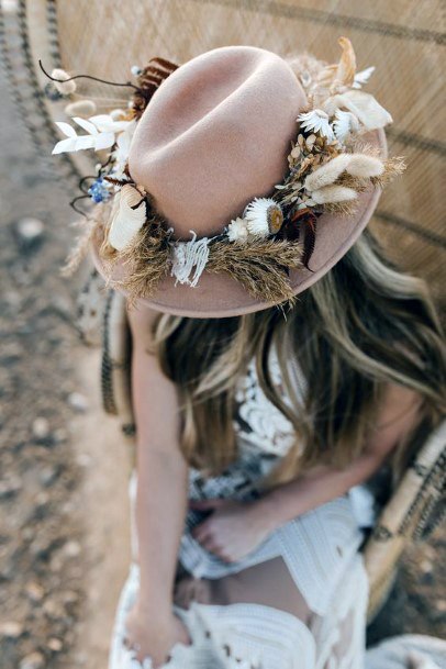 Boho Wedding Flowers Hat Decor