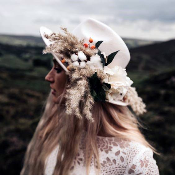 Boho Wedding Flowers Hat