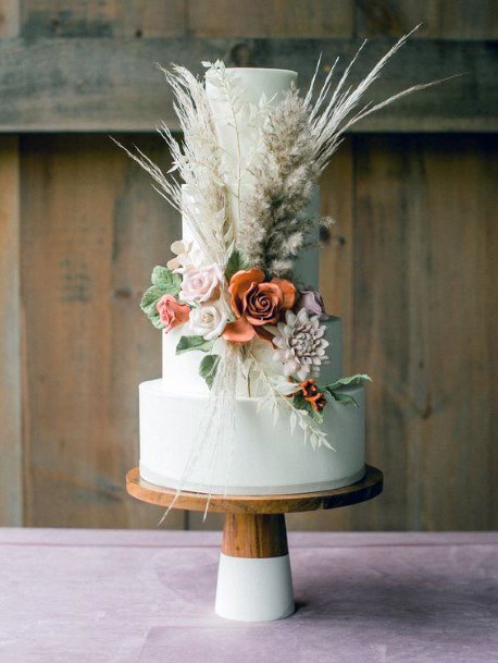 Boho Wedding Flowers On Cake