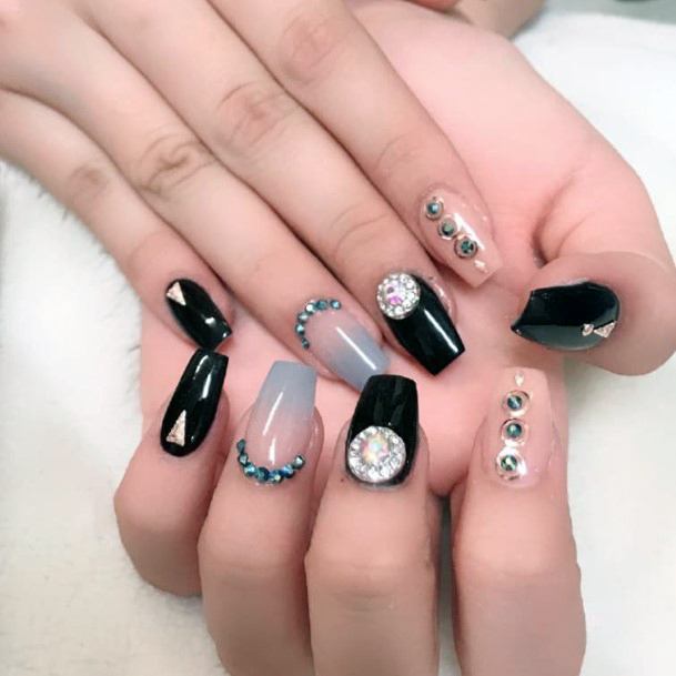 Bold Black And Grey Ombre Nails