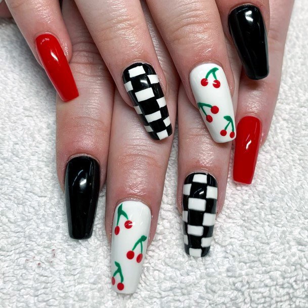 Bold Checkered Nails Women