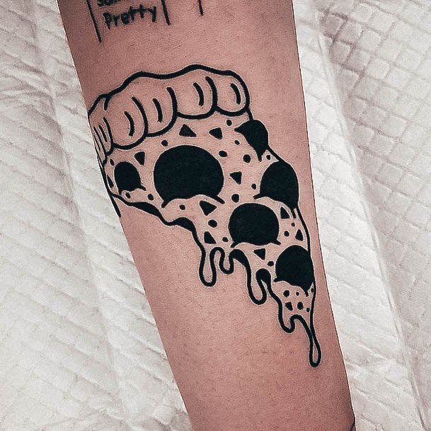 Bold Lines Inner Forearm Appealing Womens Pizza Tattoos