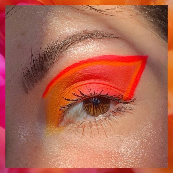 Bold Orange Neon Eye Makeup Looks Women