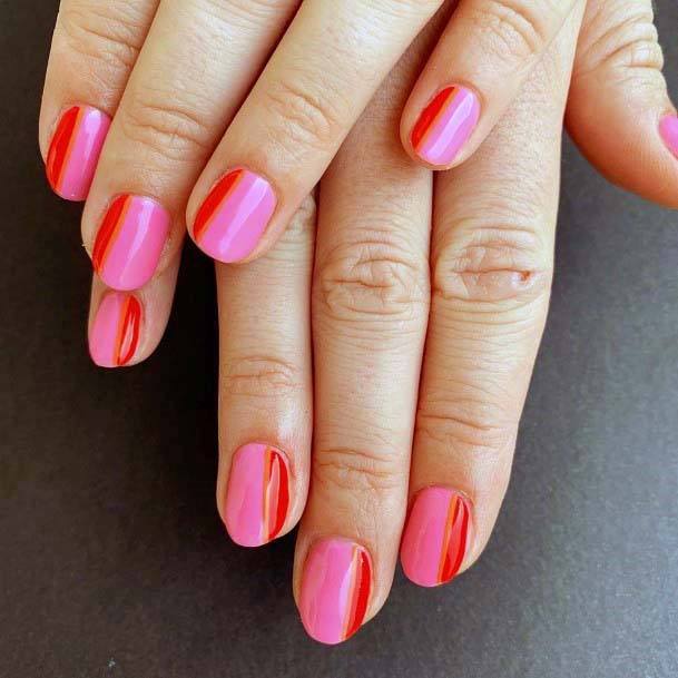 Bold Pink And Red Nails For Women