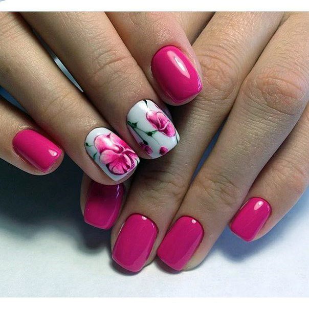 Bold Pink Orchid Nails