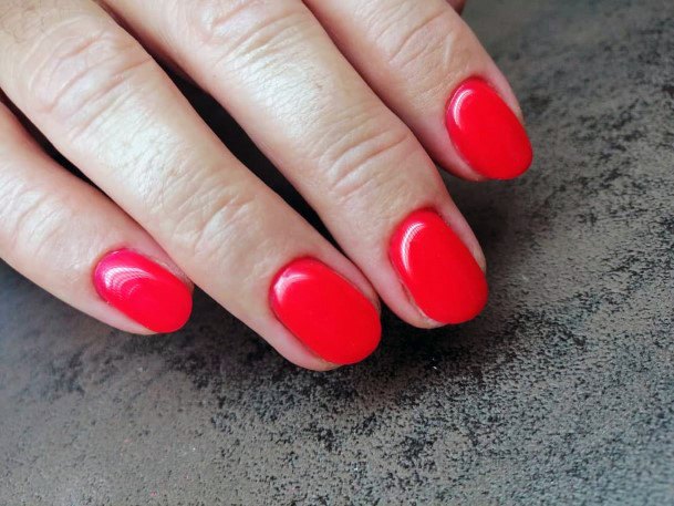 Bold Red Short Nails For Women