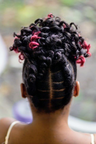 Bold Red Tinted Crowned Crochet Hairstyles For Black Women