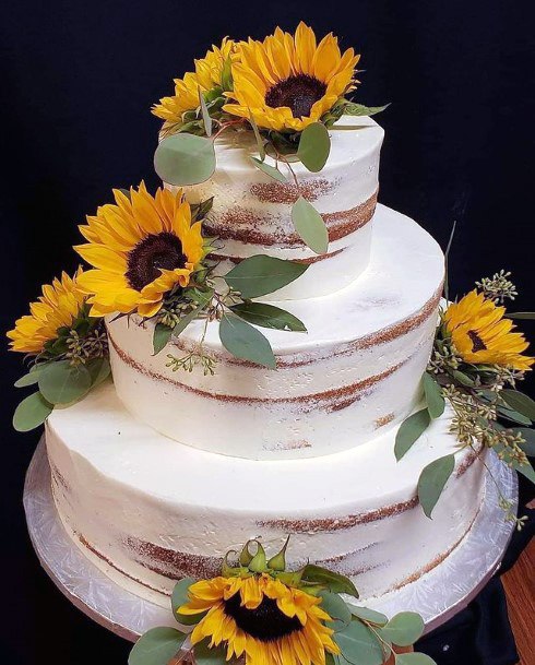 Bold Sunflowers Womens Wedding Cake