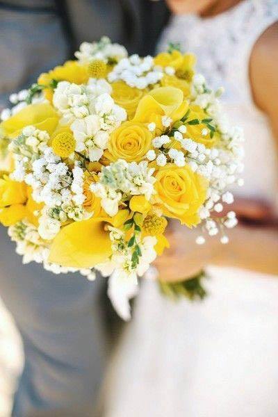 Bold Yellow Rose Wedding Bouquet