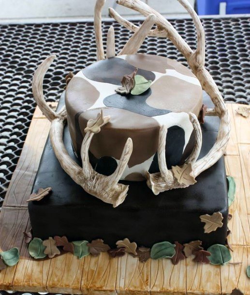 Bones And Horns Camo Wedding Cake