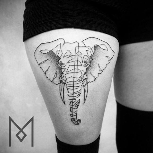 Bony Elephant Tattoo Womens Thighs