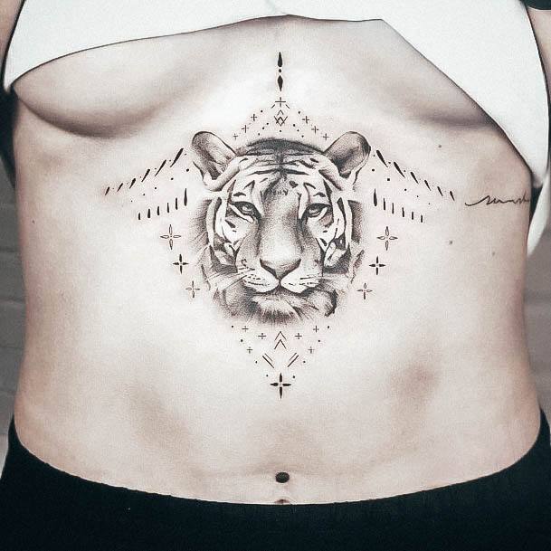 Boob Female Tattoo Designs Tiger