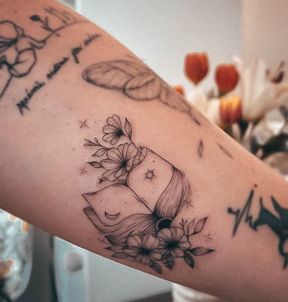 Book Woman Tattoo Art