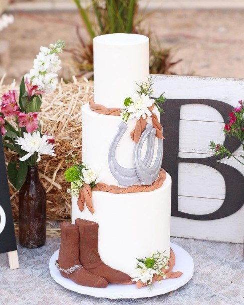 Boots And Horseshoe Country Wedding Cake