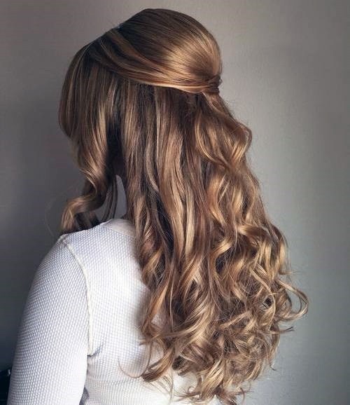 Bouffant Long Light Golden Brown With Blonde Highlights And Cascading Curls