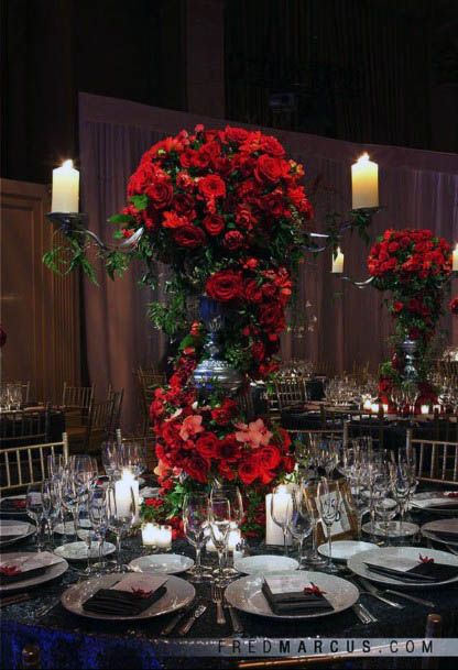 Bountiful Red Wedding Flower Centerpieces