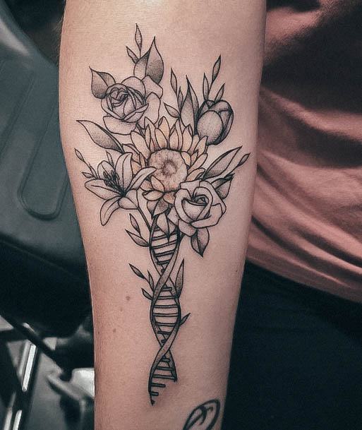 Bouquet Black Grey Forearm Girls Glamorous Dna Tattoo Inspiration