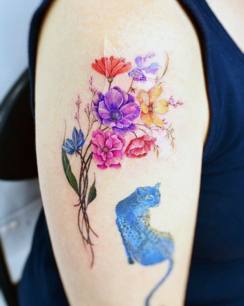 Bouquet Womens Tattoo Designs