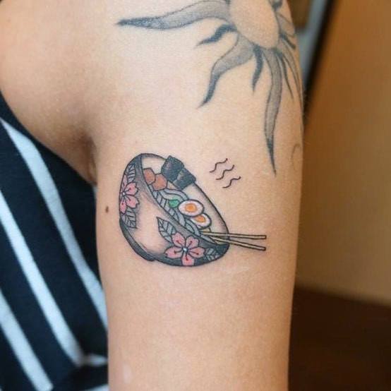 Bowl Of Soup Themed Ramen Tattoo Designs For Women