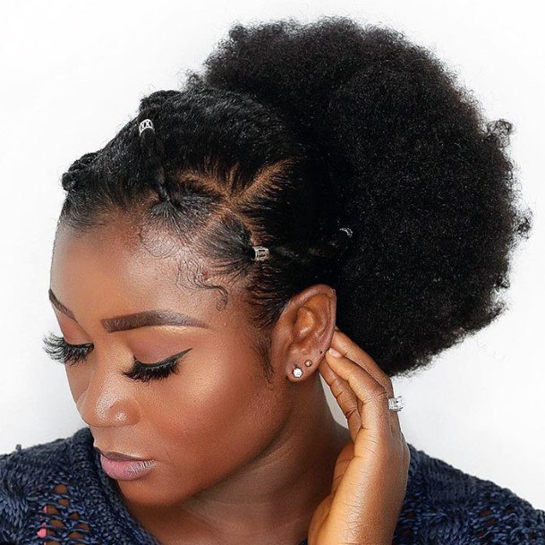 Box Braid Afro Ponytail Hairstyles For Black Women