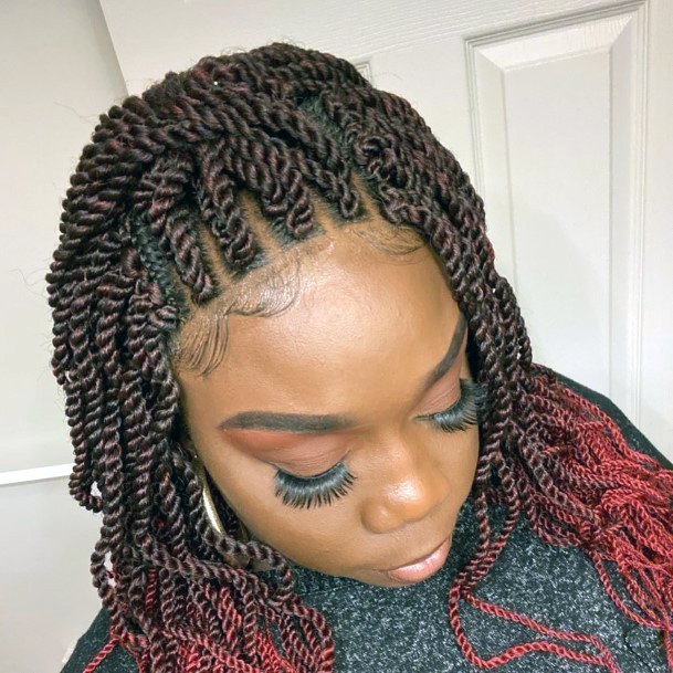 Braided Brown Red Balayage Crochet Hairstyles For Black Women