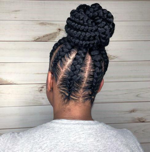 Braided Hairstyles For Black Women Braided Bun With Sleek Cornrows