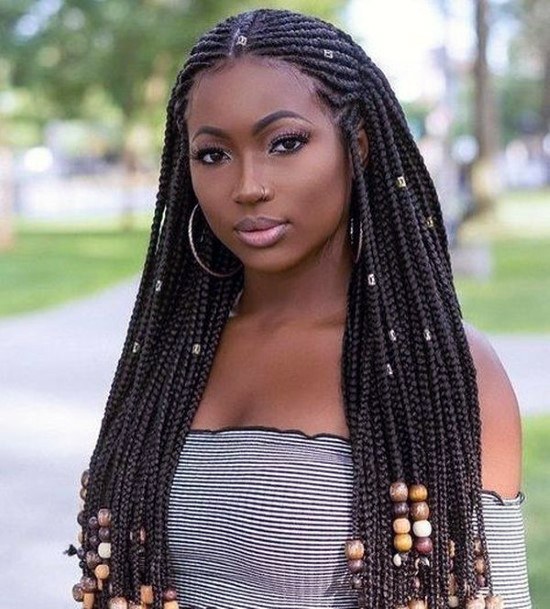 Braided Hairstyles For Black Women Hot Long Fulani Braids With Beads