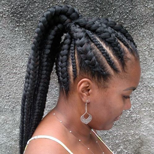 Braided Hairstyles For Black Women Hot Styles Medium And Large Cornrows Ponytail