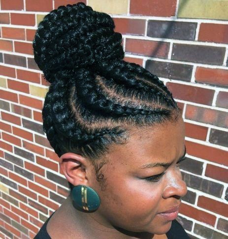 Braided Hairstyles For Black Women Professional Thick Cornrows To Braided Bun