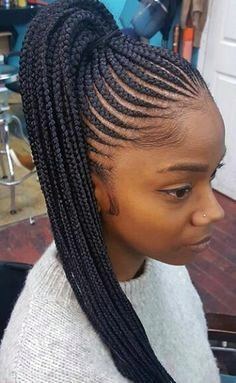 Braided Hairstyles For Black Women Sweet Cornrow Long Ponytail