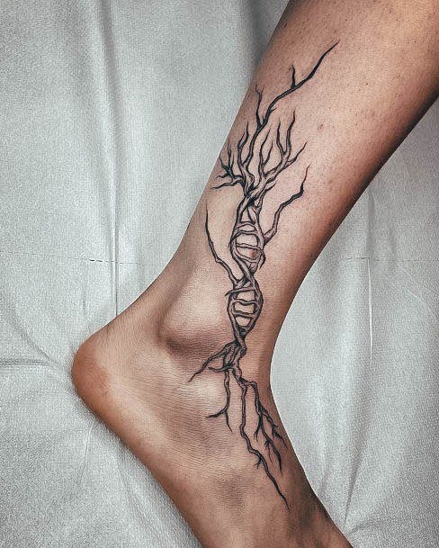 Branch Tree Ankle Foot Astonishing Dna Tattoo For Girls