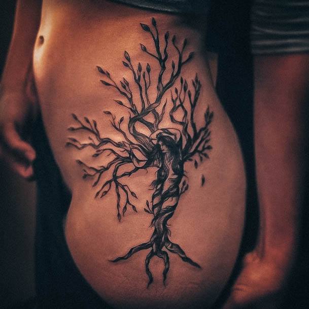 Branches Tree Of Life Female Tattoo Designs Hip