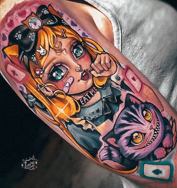 Breathtaking Alice In Wonderland Tattoo On Girl