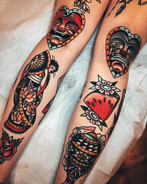 Breathtaking Amazing Tattoo On Girl Traditional Legs