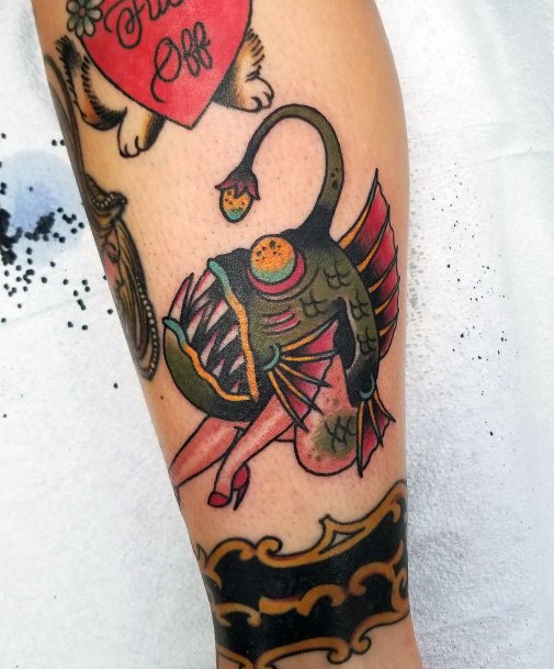 Breathtaking Anglerfish Tattoo On Girl