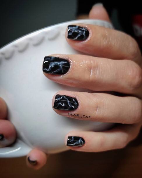 Breathtaking Black And White Marble Nail On Girl