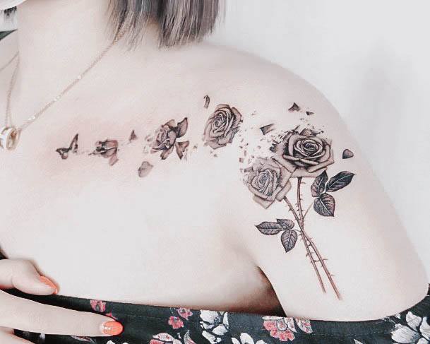 Breathtaking Black Rose Tattoo On Girl