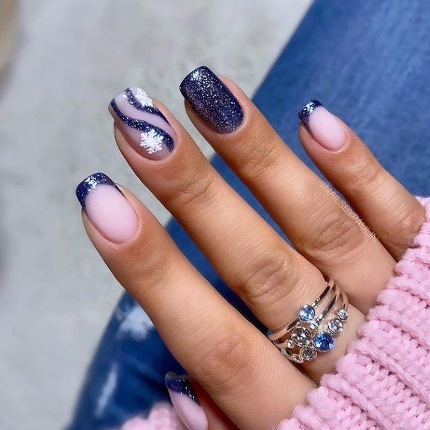 Breathtaking Blue Winter Nail On Girl